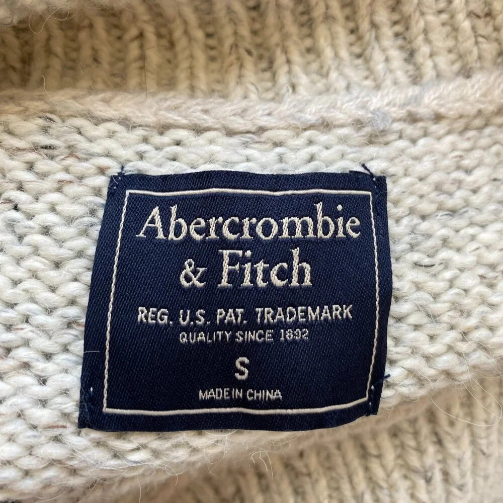 Abercrombie & Fitch Cowl Neck Fair Isle Knit Sweater Dress Womens Small Gray Y2K - Picture 11 of 13